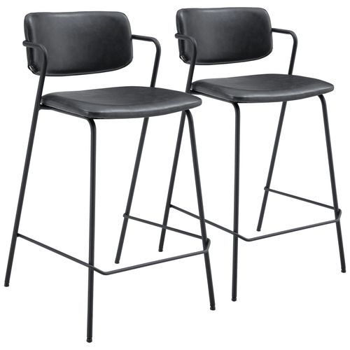 Lot De 2 Tabourets De Bar En Simili Noir Lon