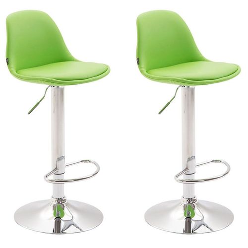 Lot De 2 Tabourets De Bar En Synthtique Vert Et Cadre En Mtal Hauteur Rglable Pieds Trompette 10_0000571