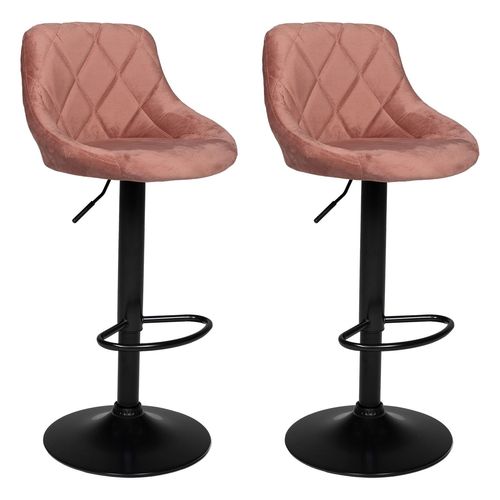 Lot De 2 Tabourets De Bar En Velours Rose Robin