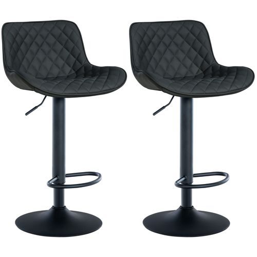 Lot De 2 Tabourets De Bar Rglable Et Pivotant Assise En Synthtique Noir Pieds Mtal Noir Tdb10602