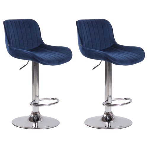 Lot De 2 Tabourets De Bar Rglables En Velours Bleu
