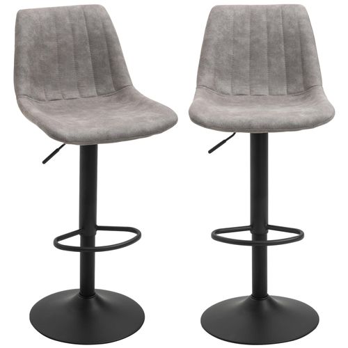 Lot De 2 Tabourets De Bar Style Vintage Hauteur Rglable Pivotant Repose-Pied Gris