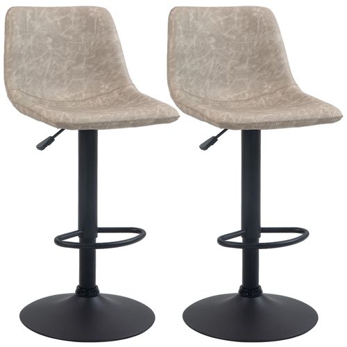 Lot De 2 Tabourets De Bar Vintage Hauteur Rglable Pivotant Avec Repose-Pied Pu Avec Surpiqres Beige