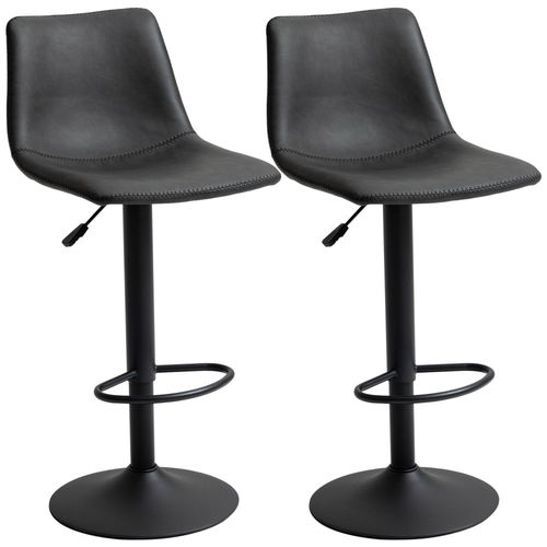 Lot De 2 Tabourets De Bar Vintage Hauteur Rglable Pivotant Avec Repose-Pied Pu Avec Surpiqres Gris Fonc