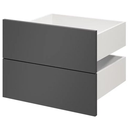 Lot De 2 Tiroirs Goodhome Atomia Anthracite H. 18,5 X L. 49,7 X P. 39 Cm