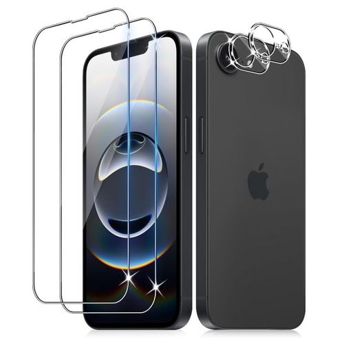 Lot de 2 Verre Tremp pour IPHONE 16E 2025 (NON POUR IPHONE 16 ) + 2 Protection Objectif Camra Arrire en Verre Tremp - HQSELECTION