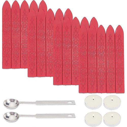 Lot De 20 Btons De Cire  Cacheter, Btons De Cire  Cacheter Pour Manuscrits Antiques, Rouges, 2 Cuillres  Cire, 4 Bougies, Cire  Cacheter Pour Sceau De Cire, Invitation De Mariage D'halloween