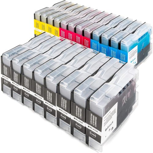 Lot De 20 Cartouches D'encre De Rechange Pour Brother Lc-1000 Lc-970 Dcp 130c 135c 150c 330c 350c 540cn 560cn 750cw 770cw Mfc 235c 240c 260c 3360c 440cn 465cn 5460cn 588 60cn 66. 0cn 680cn