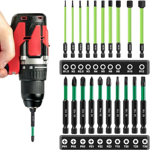 Lot De 20 Embouts De Tournevis Longs Avec Tte Magntique,Tige Hexagonale S2 1/4