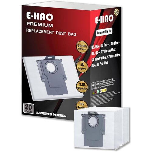 Lot De 20 Sacs Jetables De Rechange Pour Roborock D'Aspirateur S8 Pro Ultra, S8+, S7 Max/Maxv Ultra, Q8/Q7/Q5 Max+, Q5 Pro+, Q7+, Q5+[SSE7114371]