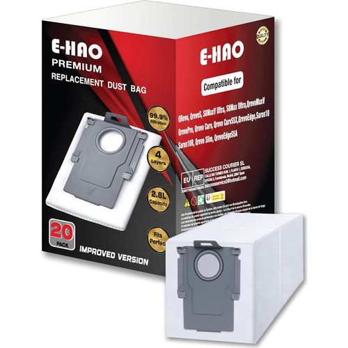 Lot De 20 Sacs Jetables De Rechange Pour Roborock D'Aspirateur Saros Z70/10/10R, S8 Max/Maxv Ultra, Qrevo, Qrevo S5V/S/Plus/Pro/Master/Slim/Maxv/Curv/Edge Et Qv[SSE7114370]