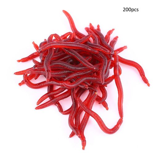 Lot De 200 Leurres Artificiels Souples En Forme De Ver De Terre, 3,8 Cm, Rouge