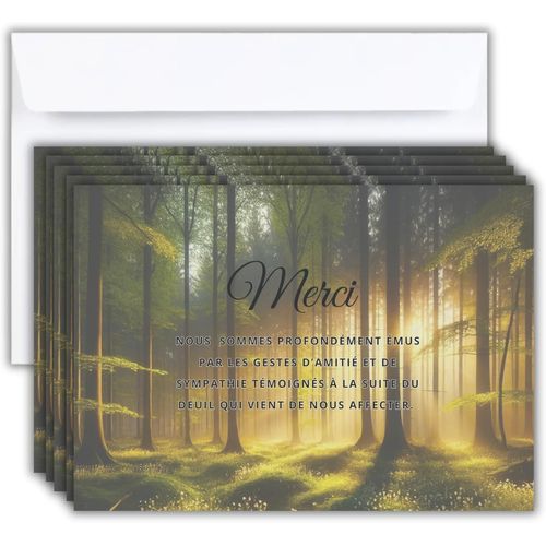 Lot De 25 Cartes + 25 Enveloppe Blanches - Cartes Remerciement Deuil - Condolances Dcs Obsques Ou Enterrement - Papier Mat De Qualit Format Carte Postale (14,8 X 10,5 Cm) - Design Sobre & lgant
