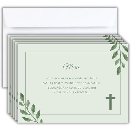 Lot De 25 Cartes + 25 Enveloppe Blanches - Cartes Remerciement Deuil - Condolances Dcs Obsques Ou Enterrement - Papier Mat De Qualit Format Carte Postale (14,8 X 10,5 Cm) - Design Sobre & lgant