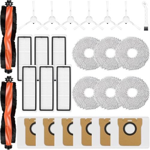 Lot De 27 Pices De Rechange Compatibles Avec Xiaomi X20+/X10 Et Dreame L10/L10S Robot Vacuum Cleaner, 2 S Principales, 6 Sacs  Poussire, 6 Tampons De Nettoyage, 6 S Latrales, 6 Filtres[H1883]