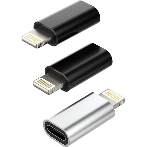 Lot de 3 adaptateurs Lightning vers USB C-Cble de charge-Adaptateur type C-crou vers Lightning mle-Cble d'alimentation-Accessoire pour iPhone 14 13 12 11 Pro Max Mini 7 8 Plus X Xs XR