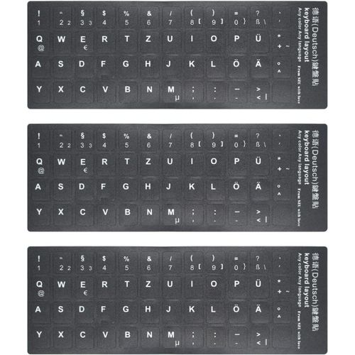 Lot de 3 autocollants universels de rechange pour clavier d'ordinateur portable, clavier de bureau, clavier, ordinateur portable, clavier alphabet (allemand-1)
