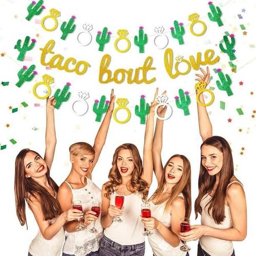 Lot De 3 Bannires Taco Bout Love  Paillettes Dores Pour Dcoration De Fte Taco Pour Fte Mexicaine, Mariage, Fianailles, Enterrement De Vie De Jeune Fille