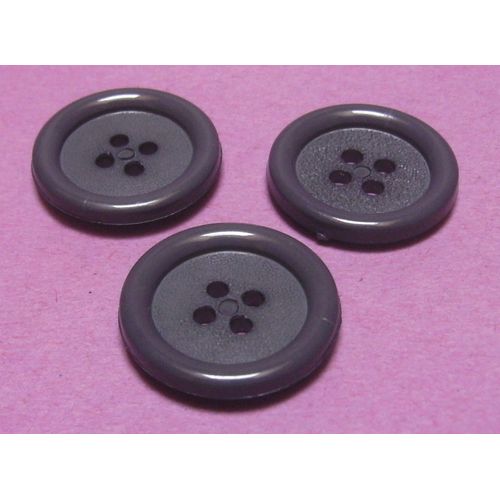 Lot De 3 : Bouton  4 Trous - Gris Uni Avec Gorge - Rsine - Diamtre 21,9 Mm X Ep. 4,1 Mm