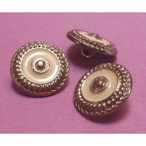 Lot De 3 : Bouton  Queue Cylindrique 2 Tons cru / Chrome Jaune- Lisse - Rsine - Diamtre 20,2 Mm