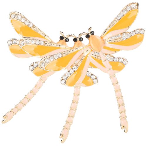 Lot De 3 Broches Artisanales En Alliage De Style Retro, En Forme De Libellule, En Diamant, Pour Bouquet De Mariage, Chj-2070, Jaune