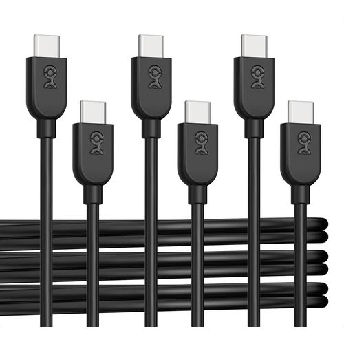 Lot de 3 cbles de charge USB C avec Power Delivery 60W - 0,9m (cable USB C vers USB C) en noir, compatible avec iPhone 15/15 Pro/15 Plus, iPad Pro, Samsung Galaxy S23.[F803]