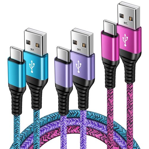 Lot de 3 cbles de charge USB C pour Samsung Galaxy S22 S21 S20 S10 S9 S8 A12 A13 A22 A33 A50 A70,Huawei P40 P30 P20 Lite