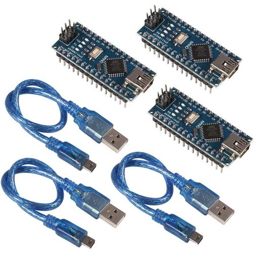 Lot De 3 Cartes Microcontrleurs Nano 3.0 5 V 16 M Avec Cbles Usb Pour Carte De Dveloppement lectronique Arduino