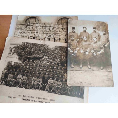 Lot De 3 Cartes Postales Et Photo, Anciennes : Premire Guerre Mondiale 14/18, Et 1922, Soldats Aligns Pour Photo