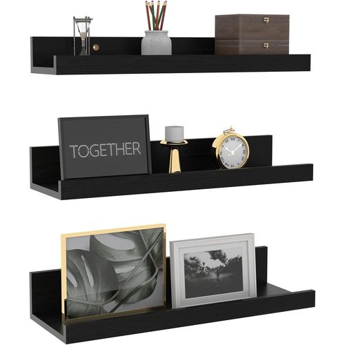 Lot De 3 tagres Flottantes Noires De 40,6 Cm Pour Rangement Mural, tagre Murale Mignonne Pour Salle De Bain, Chambre  Coucher, Cuisine, Salon, Bureau.[G862]