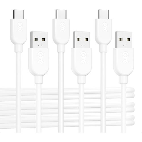 Lot de 3 flexibles cable USB A vers USB C avec charge rapide 3A - 0,3m (cable USB C vers USB A) en blanc, compatible avec iPhone 15/15 Pro/15 Plus, iPad Pro, Samsung Galaxy S23.[F1060]