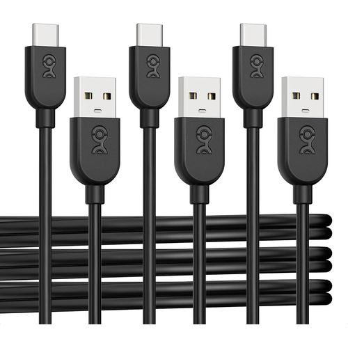 Lot de 3 flexibles cable USB A vers USB C avec charge rapide 3A - 0,9m (cable USB C vers USB A) en noir, compatible avec iPhone 15/15 Pro/15 Plus, iPad Pro, Samsung Galaxy S23.[F1063]