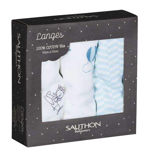 Lot De 3 Langes Bio 70 X 70 Cm Lazare New - Sauthon