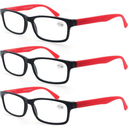 Lot De 3 Lunettes De Vue 1.75 (3 Rouge) Hommes Femmes Lunettes De Lecture Comfort Vision Nette Branches A Ressort Lunettes Loupe Rectangle