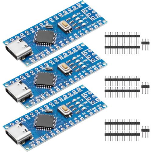 Lot de 3 modules Nano V3 avec puce Mega328 CH340 5 V 16 m Compatible avec Arduino (port de type C)
