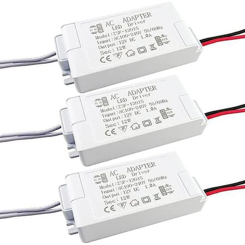 Lot De 3 Transformateurs Led 12 V - 1,25 A 230 V Vers 12 V Cc - Tension Constante - Adaptateur Pour Lampes Led G4, Mr11, Mr16, Gu5.3 (12 W)