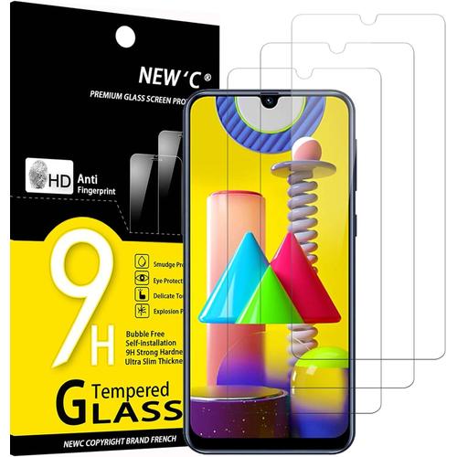 Lot De 3, Verre Tremp Pour Samsung Galaxy M21, Galaxy M31, Film Protection cran - Anti Rayures - Sans Bulles D'air -Ultra Rsistant (0,33mm Hd Ultra Transparent) Duret 9h Glass