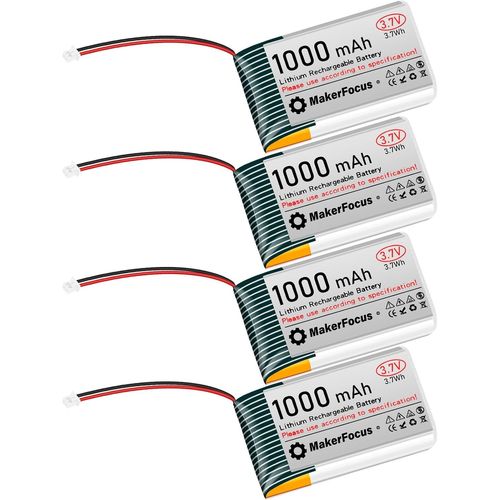 Lot de 4 Batteries Rechargeables LiPo 3,7V 1000mAh 1S 1C avec Carte de Protection,Prise Micro JST 1.25 Compatible avec Arduino,Carte de Dveloppement ESP32