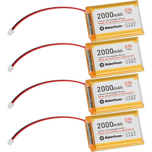 Lot de 4 Batteries Rechargeables LiPo 3,7V 2000mAh 1S 1C avec Carte de Protection,Prise Micro JST 1.25 Compatible avec Arduino,Carte de Dveloppement ESP32