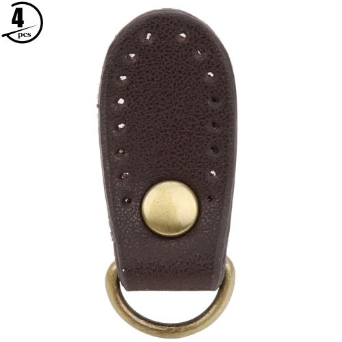 Lot De 4 Boucles De Sac En Cuir De Vache Fendu, Faites A La Main, Avec Accessoires En Bronze (Marron)