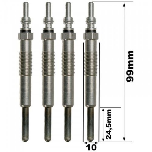 Lot De 4 Bougies De Prchauffage - Renault Megane I Hatchback Van (Sa0\1_) 1.9 (Sa0u, Sa0r, Sa0a) 08/1995>09/2000
