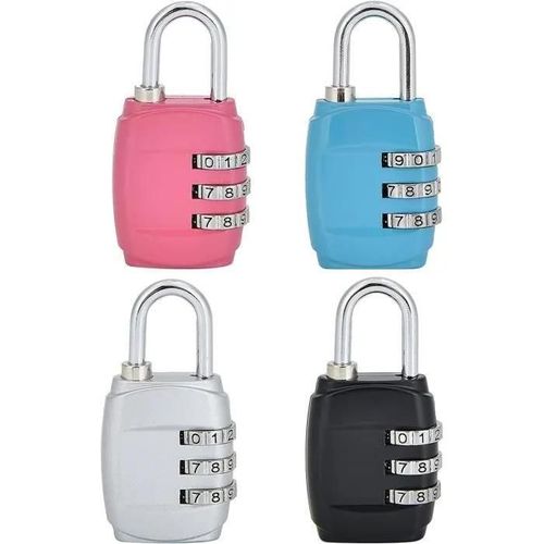 Lot De 4 Cadenas  Combinaison  3 Chiffres - Cadenas De Scurit Rinitialisable  Code - Cadenas  Combinaison tanche Pour A446.