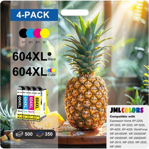 Lot De 4 Cartouches D'encre 604xl De Rechange Pour Epson 604xl 604 Xl Pour Epson Xp-2200 Xp-2205 Xp-3200 Xp-3205 Xp-4200 Xp-4205 Wf-2910dwf Wf-2930dwf Wf-2935dwf Wf-2950dwf