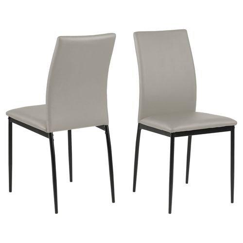 Lot De 4 Chaises De Salle  Manger En Similicuir - Gris Et Noir