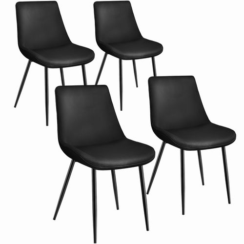Lot De 4 Chaises De Salle  Manger Monroe Aspect Velours - Noir