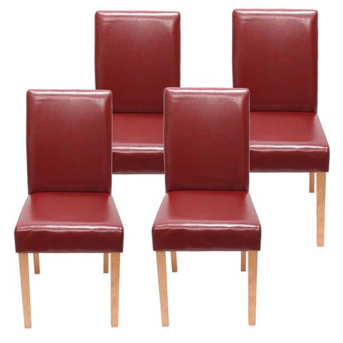 Lot De 4 Chaises De Salle  Manger Simili-Cuir Rouge Pieds Clairs Cds04143