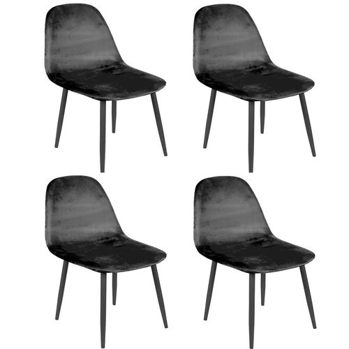 Lot De 4 Chaises De Table Design Velours Inoui - Noir