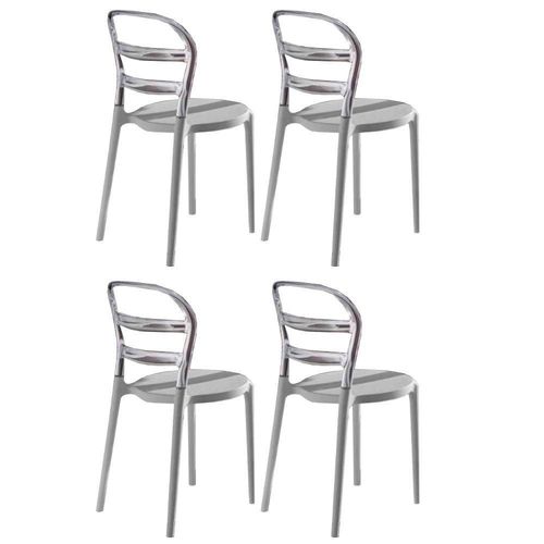 Lot De 4 Chaises Design Dejavu En Polycarbonate Transparent Et Blanc