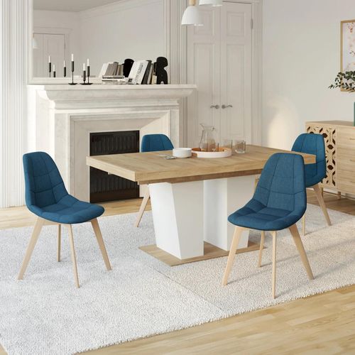 Lot De 4 Chaises Gaby Bleues En Tissu Pour Salle  Manger