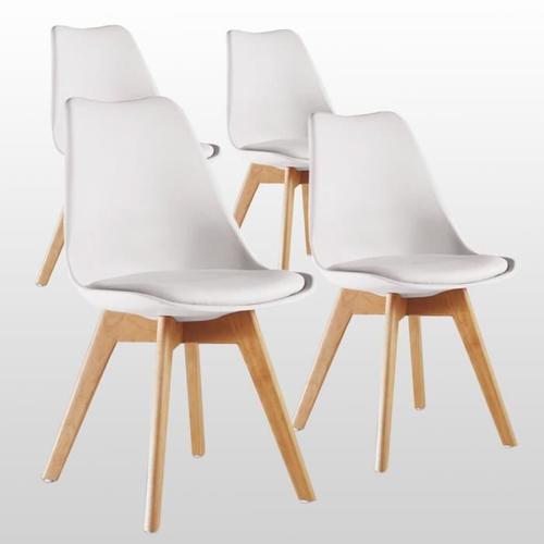 Lot De 4 Chaises Lorenzo Style Scandinave Blanches